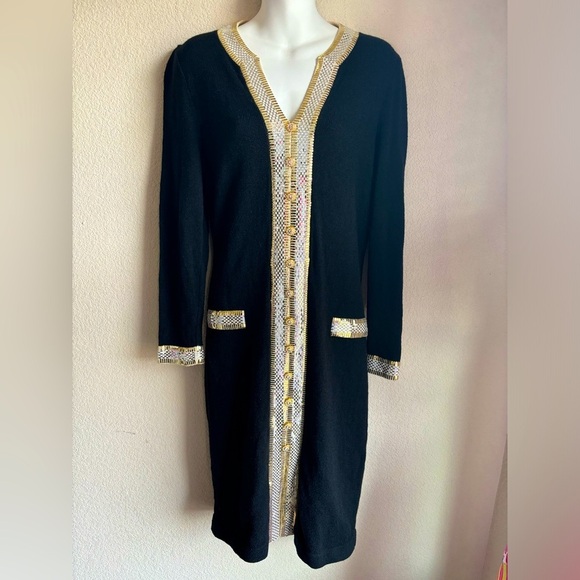 Toula Dresses & Skirts - Vintage Toula Santana Gold and Silver Metallic Embellished Knit Dress 6